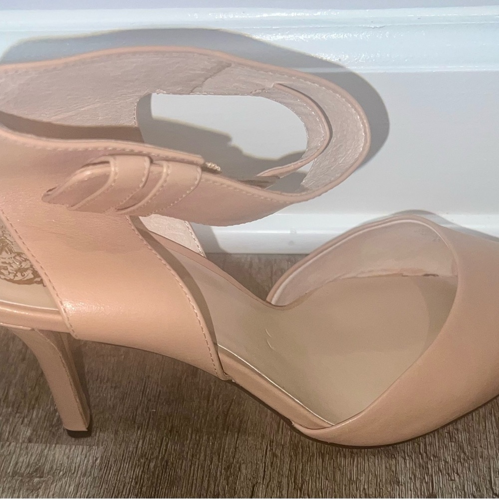 Tan Vince Camuto High Heel Sandals with Sleek Ankle Strap